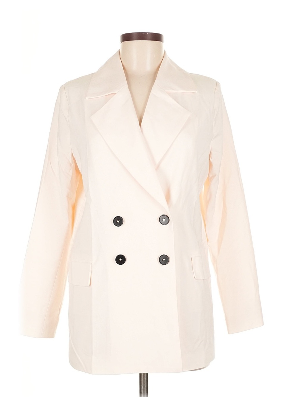 Labelrail Double-Breasted Light Cream Blazer